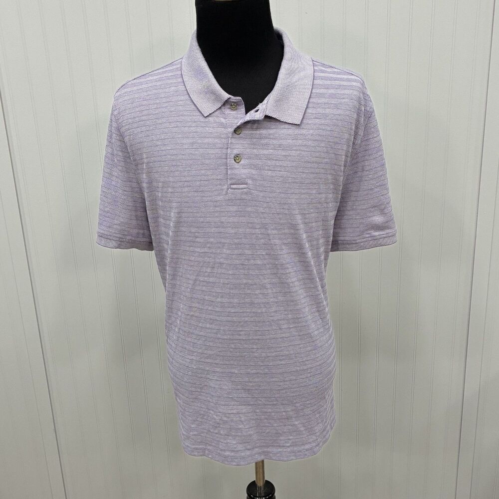 UNTUCKit Men's 3XL Purple Striped Stretch Cotton Short Sleeve Polo Shirt